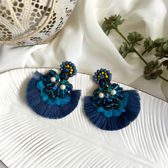 Aretes Madeleine azul cobalto
