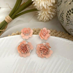 Aretes lentejuelas nude palo rosa