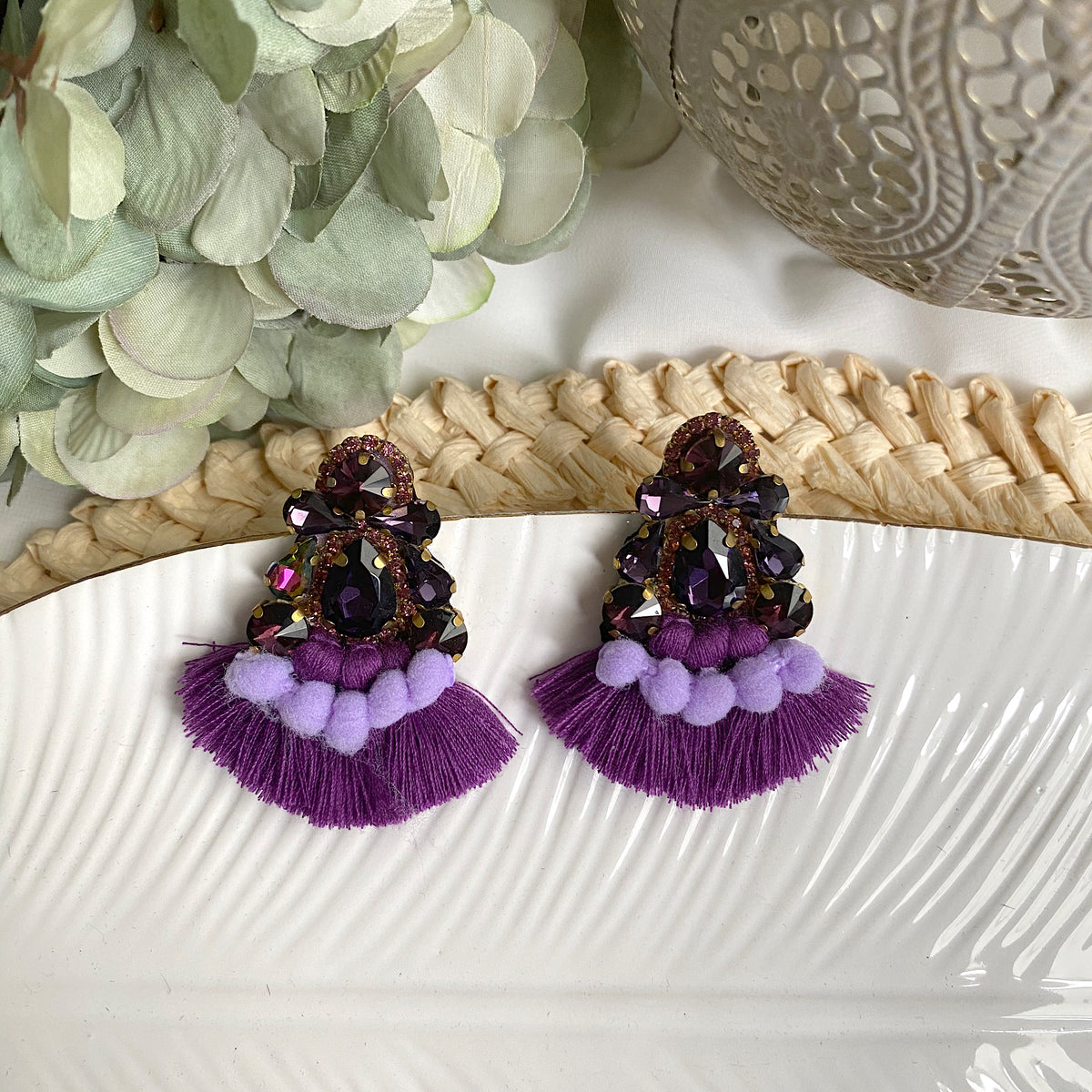 Aretes Emilia morado lila