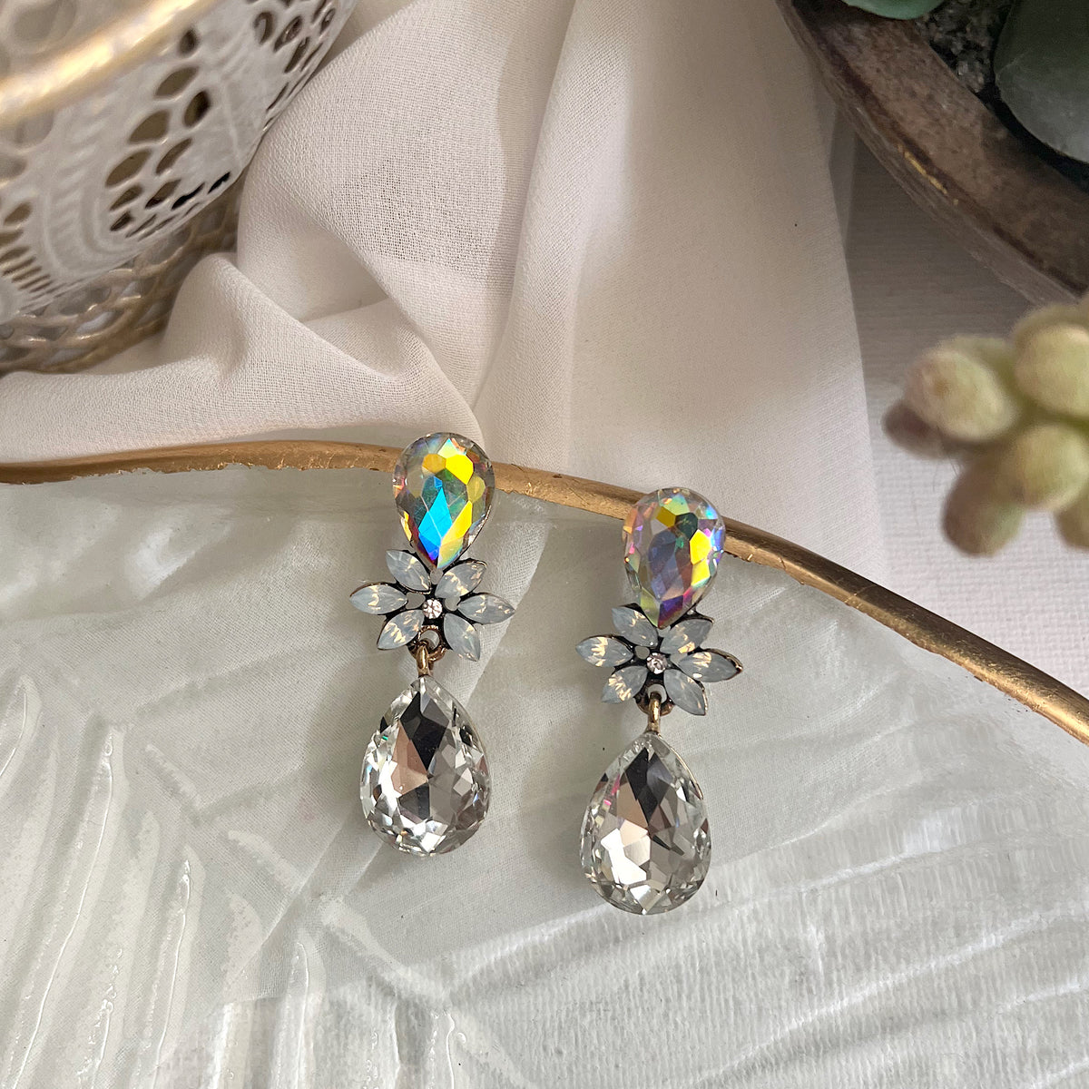 Aretes crystal drop clear