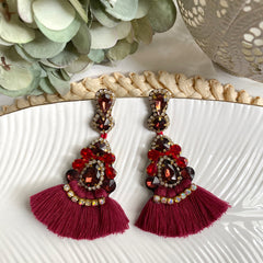 Aretes Maca rojo vino