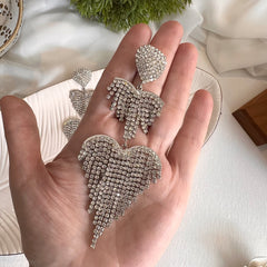 Aretes fringe circonia clear corazón