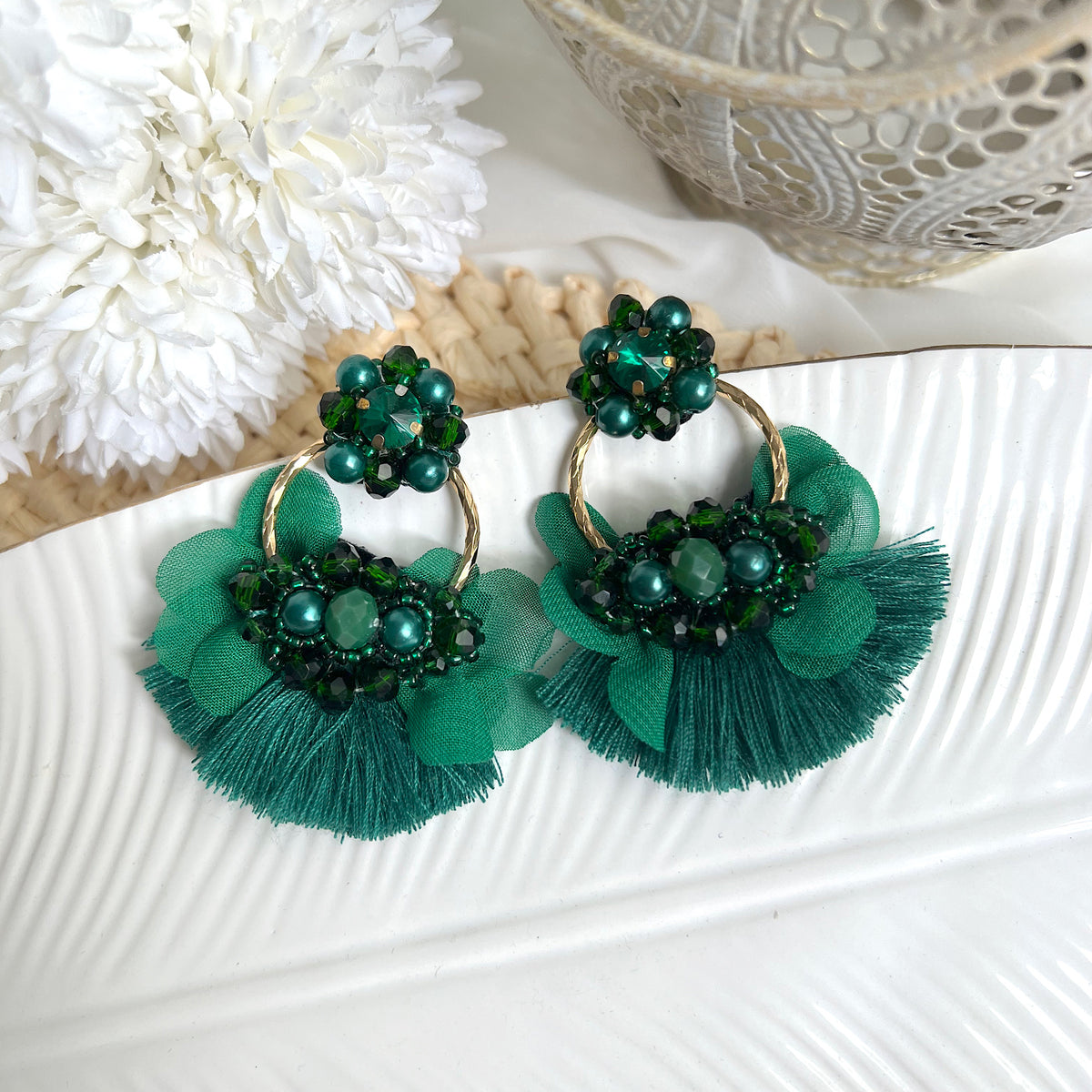 Aretes Dana verde oscuro