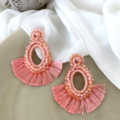 Aretes Alexandra bordados palo rosa