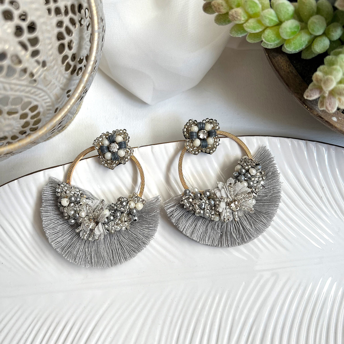 Aretes Almudena plateado, plata