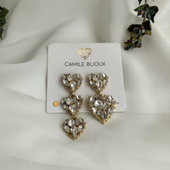 Aretes corazones asimétricos clear