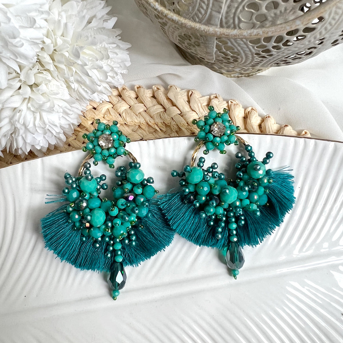Aretes Leonor verde turqueza