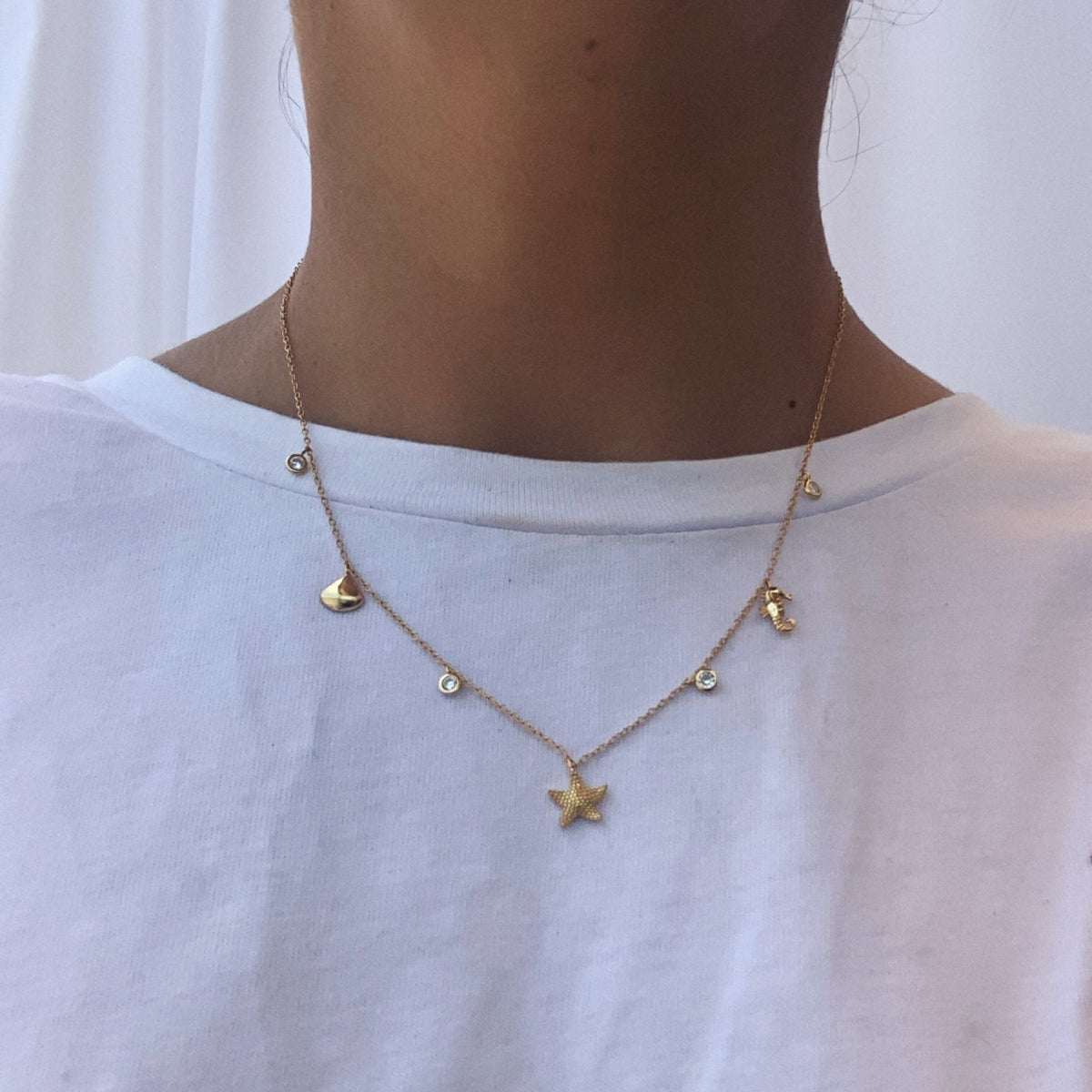 Collar summer charms en plata 925 bañado en oro 18k