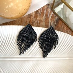 Aretes Steph circón azul muy oscuro (negro)