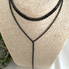 Collar lariat doble caída full circones negros