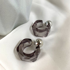 Aretes argollas Delfina  plomo, gris, plata