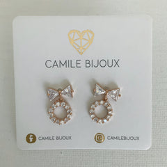 Mini aretes Lazo y círculo rose gold