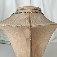 Collar Tutti con dije de corazon blanco enchapado en oro 18k