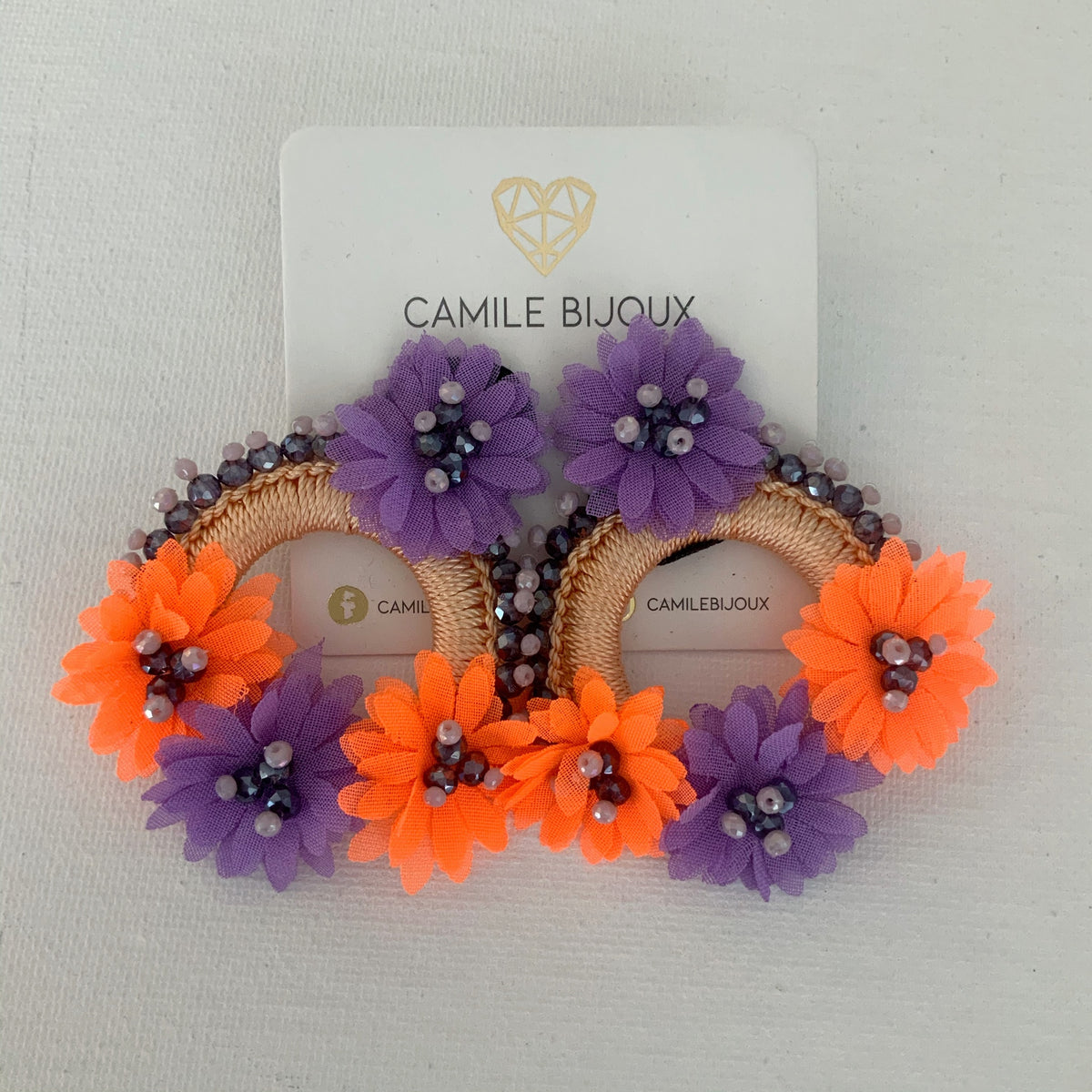 Aretes Bárbara naranja morado