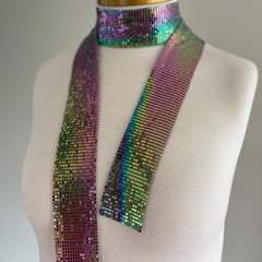 Collar bufanda malla metalica tornasol morado, azul, verde