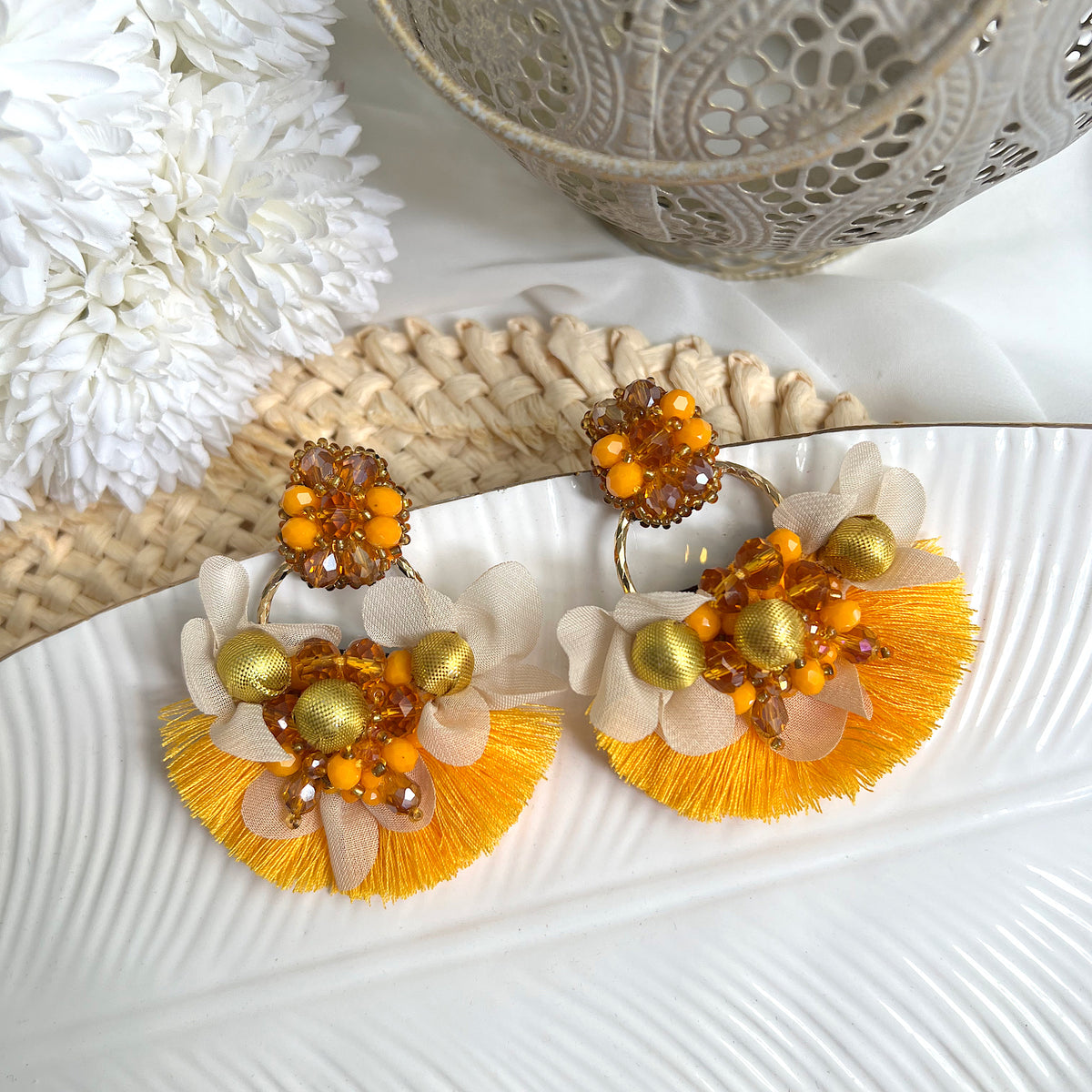 Aretes Christine amarillo mostaza