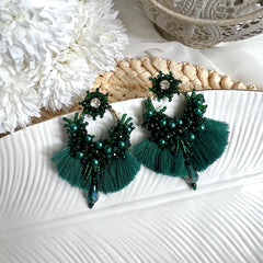 Aretes Leonor verde oscuro