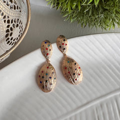 Aretes color dot drops dorado
