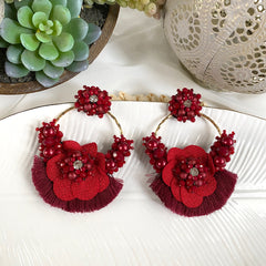 Aretes Rose rojo vino