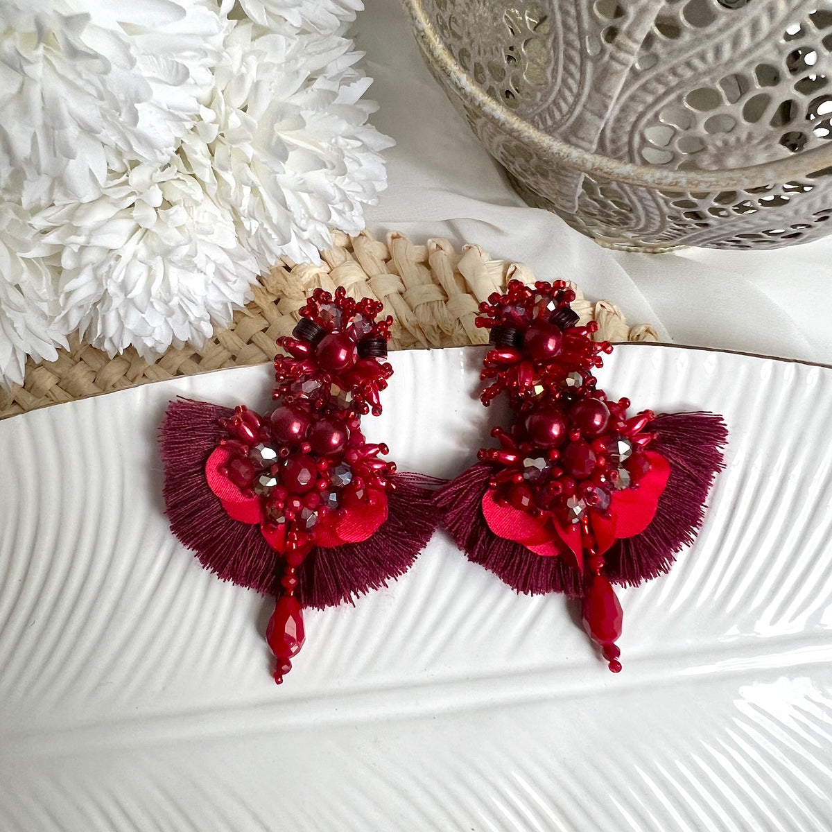 Aretes Arianne rojo vino