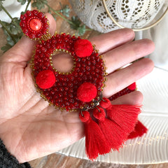 Aretes Magdalena bordados rojo