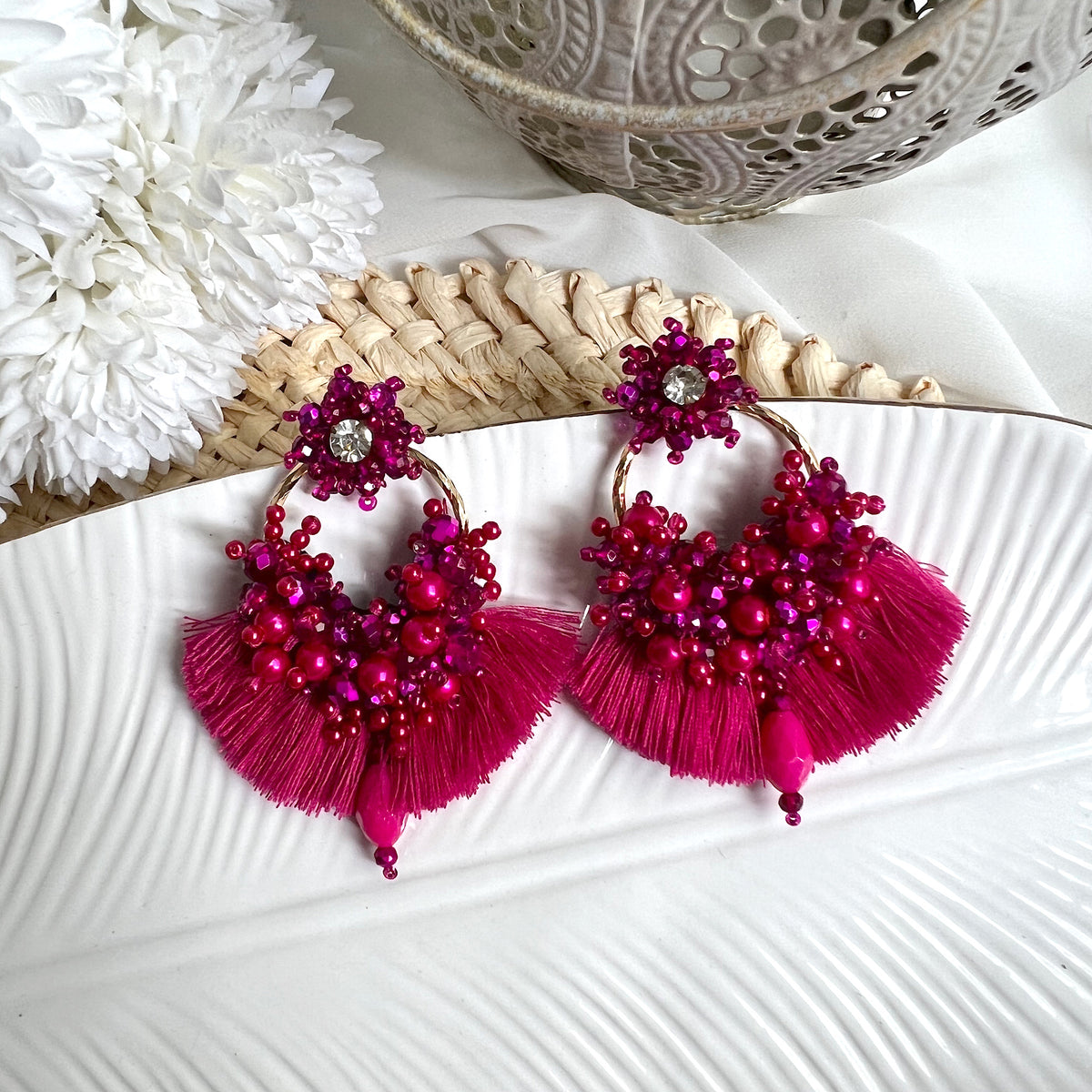 Aretes Leonor fucsia