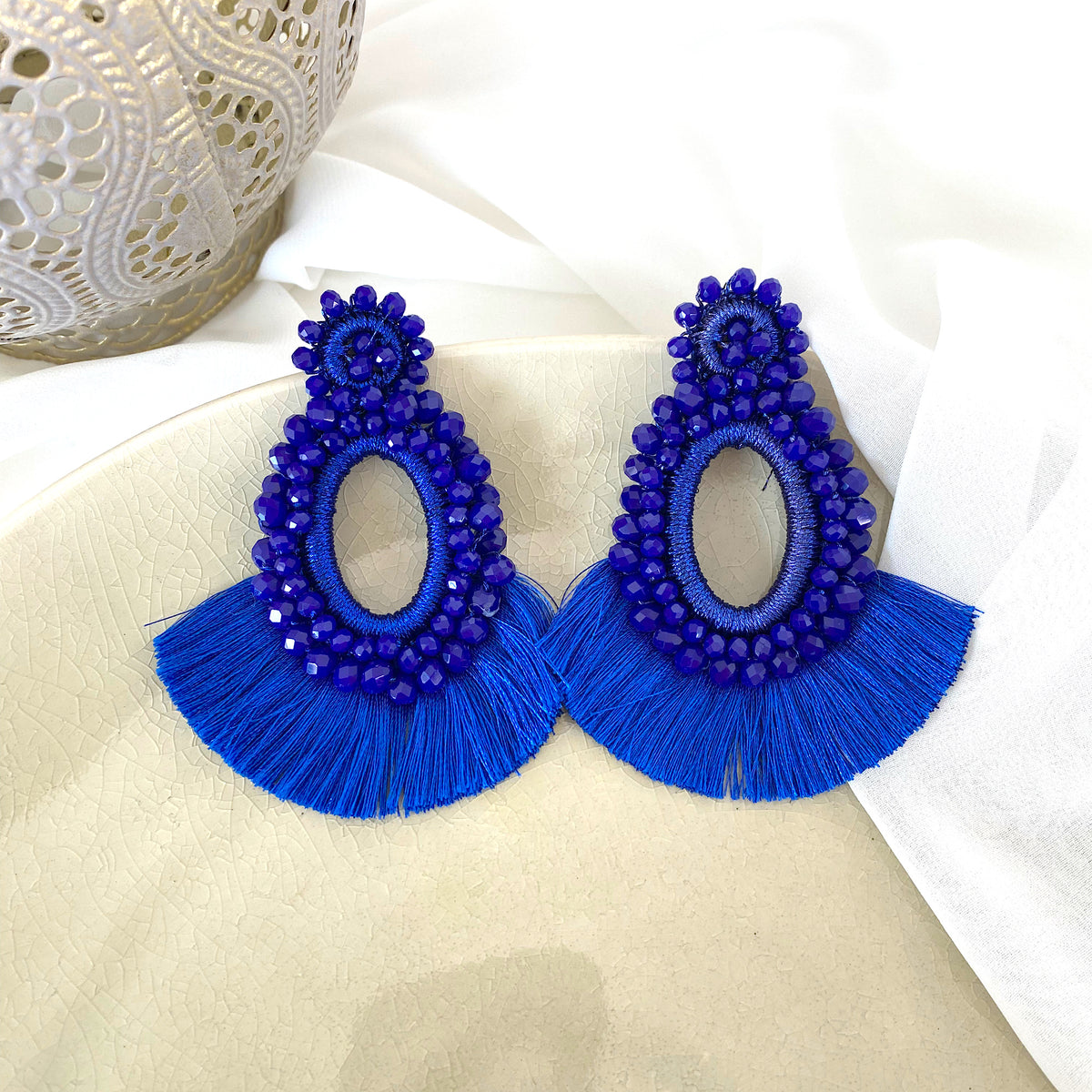 Aretes Alexandra bordados azul