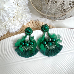 Aretes trapecio verde oscuro