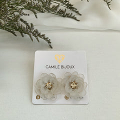Mini aretes flores blancas