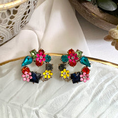 Aretes crystal flowers multicolor