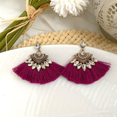 Aretes abanico morado burgundy
