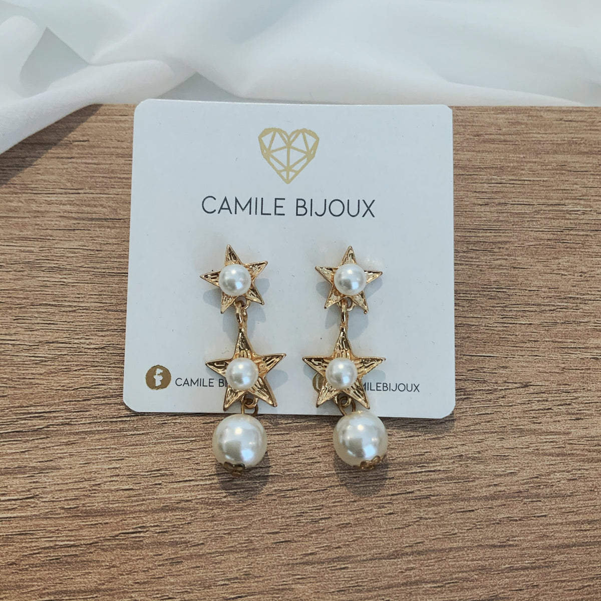 Aretes pearls and stars