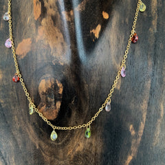 Collar little crystal drops enchapado en oro 18k