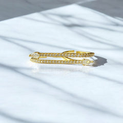 Anillo doble dorado con circones en acero chapado en oro