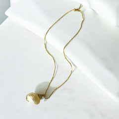 Collar de Acero Bañado en Oro con Caracola Natural