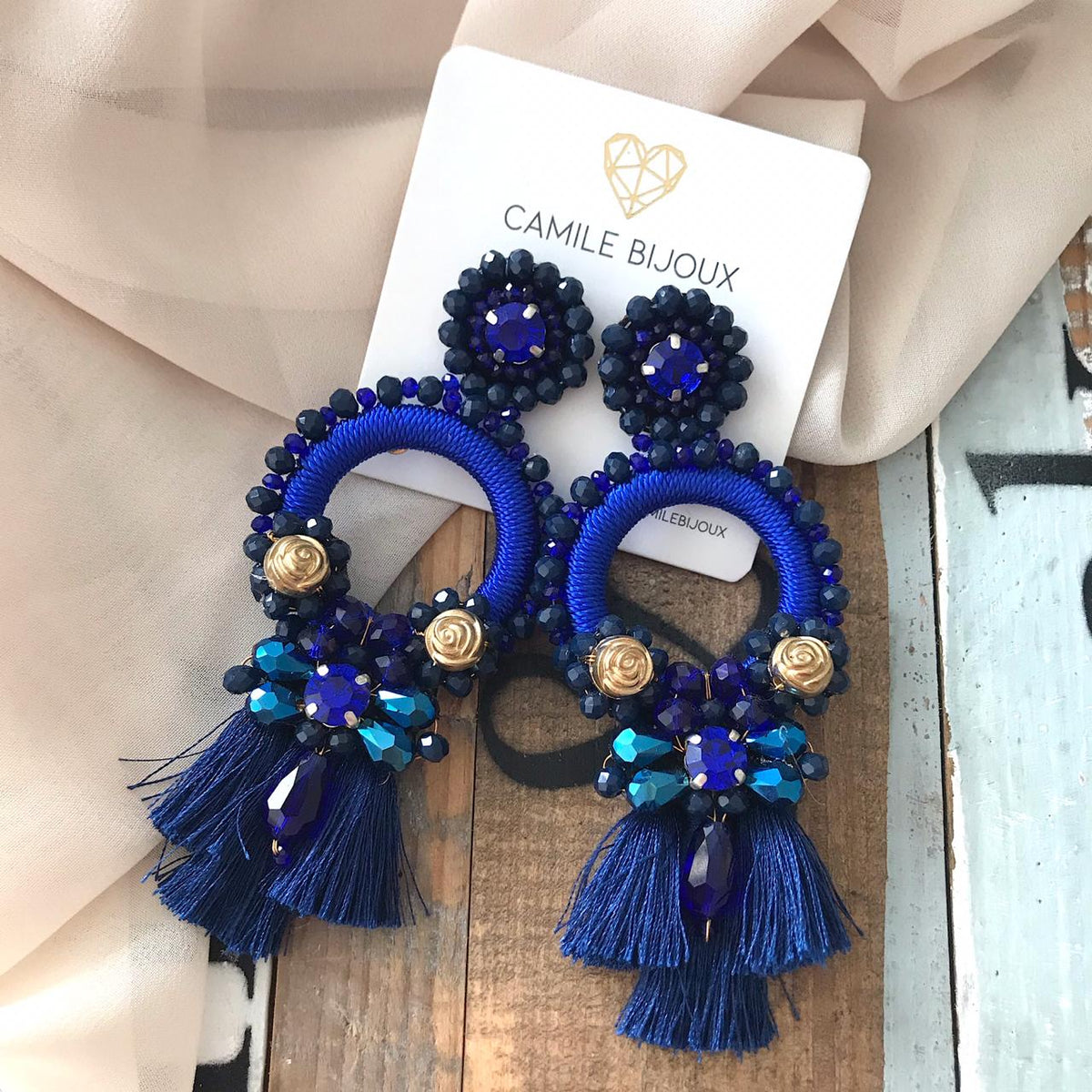 FARAH AZUL TOQUE DORADO